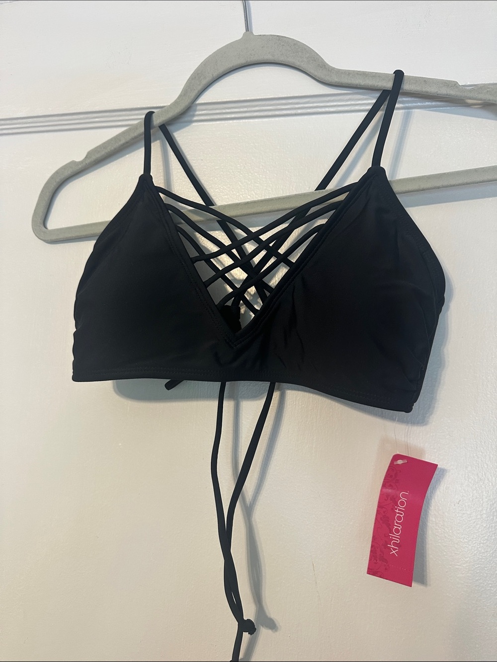 Xhilaration Black Strappy Crisscross Bikini Top